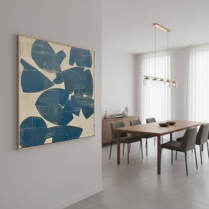 Deep Blue Geometric Abstract Painting | Modern Textured Wall Art #SS026
