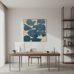 Deep Blue Geometric Abstract Painting | Modern Textured Wall Art #SS026