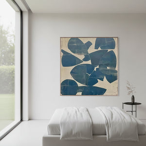 Deep Blue Geometric Abstract Painting | Modern Textured Wall Art #SS026