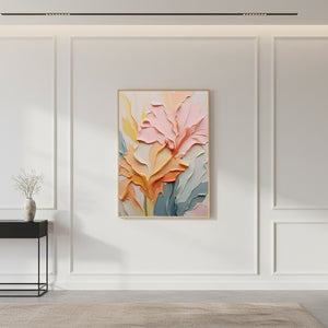 Hand-Painted Floral Oil Painting: Pink & Orange Impasto Texture Art #SS006