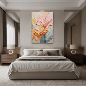 Hand-Painted Floral Oil Painting: Pink & Orange Impasto Texture Art #SS006