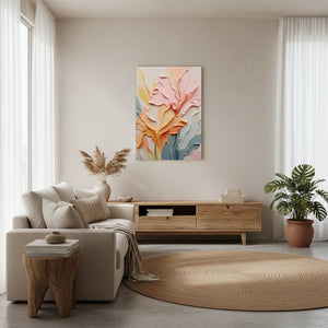 Hand-Painted Floral Oil Painting: Pink & Orange Impasto Texture Art #SS006