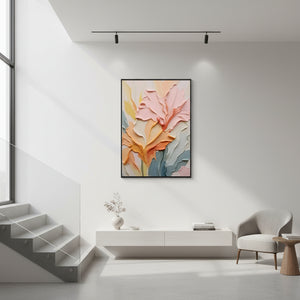 Hand-Painted Floral Oil Painting: Pink & Orange Impasto Texture Art #SS006