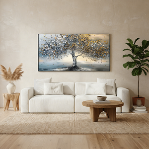 Luxury Gold Leaf Flower Canvas | Handmade 3D Abstract Floral Art #SS037