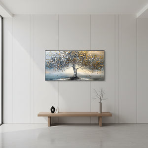 Luxury Gold Leaf Flower Canvas | Handmade 3D Abstract Floral Art #SS037