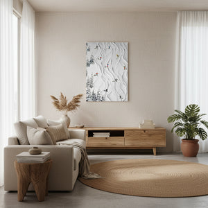 Hand-Painted Winter Skiing Oil Painting: Textured 3D Snow Landscape #SS007