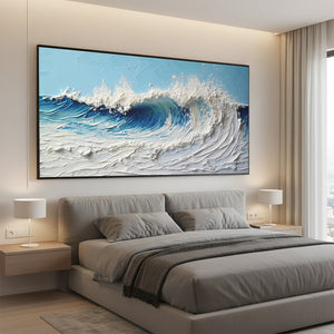 Textured 3D White Ocean Wave Impasto Hand-Painted Oil Painting #SS039