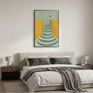 Handmade Minimalist Abstract Woman on Staircase Canvas Art #TC012