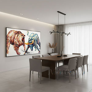 Expressionist Bull and Bear Oil Painting | Canvas Art #SS286