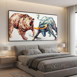 Expressionist Bull and Bear Oil Painting | Canvas Art #SS286
