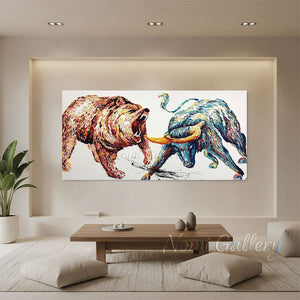 Expressionist Bull and Bear Oil Painting | Canvas Art #SS286