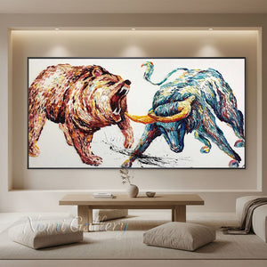 Expressionist Bull and Bear Oil Painting | Canvas Art #SS286