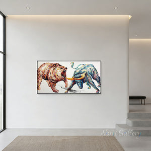 Expressionist Bull and Bear Oil Painting | Canvas Art #SS286