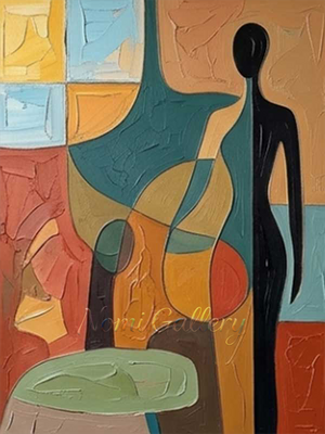 Textured Abstract Figure Colorful Handmade Oil Painting #SS156