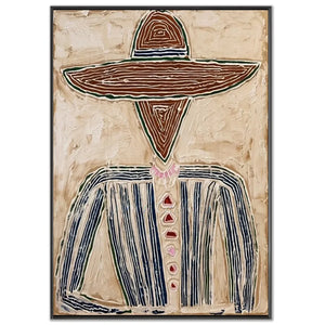 Abstract Cowboy Textured Oil Painting Vintage Canvas Art #AA002
