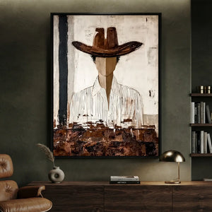Handcrafted Abstract Cowboy Oil Painting | Textured Art #SS305