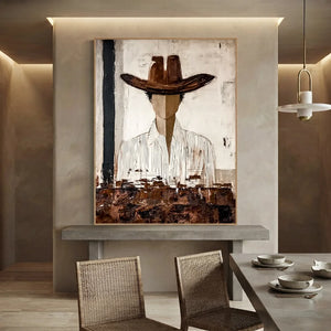 Handcrafted Abstract Cowboy Oil Painting | Textured Art #SS305