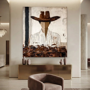Handcrafted Abstract Cowboy Oil Painting | Textured Art #SS305