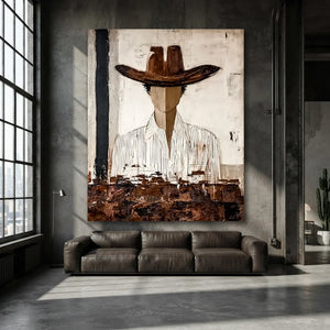 Handcrafted Abstract Cowboy Oil Painting | Textured Art #SS305