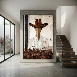 Handcrafted Abstract Cowboy Oil Painting | Textured Art #SS305