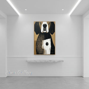 Handmade Modern Retro Abstract Dog Canvas Wall Art #TC014