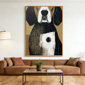 Handmade Modern Retro Abstract Dog Canvas Wall Art #TC014