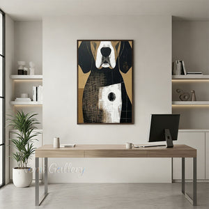Handmade Modern Retro Abstract Dog Canvas Wall Art #TC014