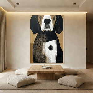 Handmade Modern Retro Abstract Dog Canvas Wall Art #TC014