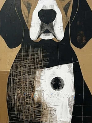 Handmade Modern Retro Abstract Dog Canvas Wall Art #TC014