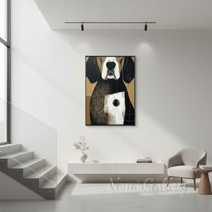 Handmade Modern Retro Abstract Dog Canvas Wall Art #TC014