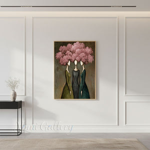 Handmade 3D Textured Green Floral Abstract Canvas Art #TC015