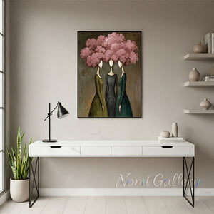 Handmade 3D Textured Green Floral Abstract Canvas Art #TC015