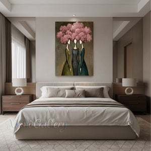 Handmade 3D Textured Green Floral Abstract Canvas Art #TC015