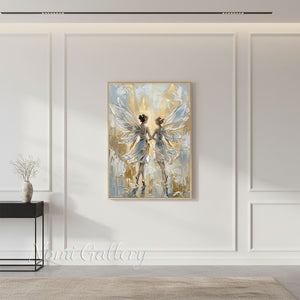 Handmade Abstract Three Women with Pink Floral Hair Canvas Art #TC016