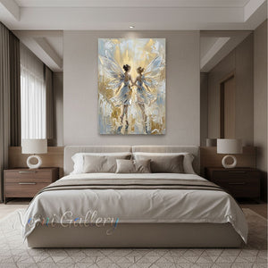 Handmade Abstract Three Women with Pink Floral Hair Canvas Art #TC016