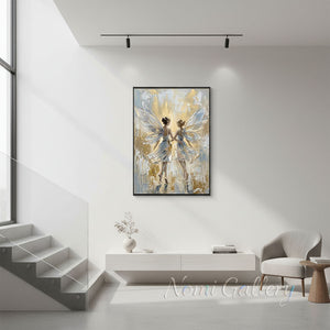 Handmade Abstract Three Women with Pink Floral Hair Canvas Art #TC016