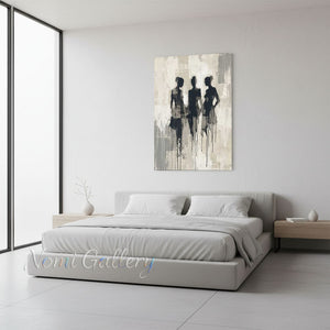 Handmade Abstract Three Women Silhouette Drip Canvas Art #TC017