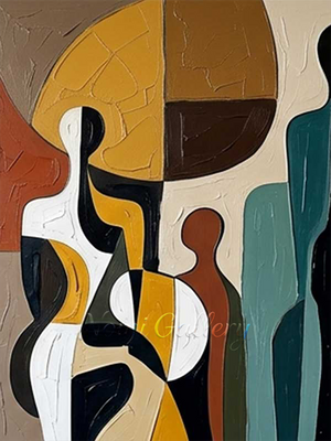 Framed Abstract Red Lips Silhouette Handmade Oil Painting #SS160