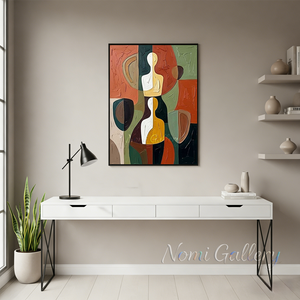 Textured Cubist Abstract Figure Handmade Oil Painting #SS159