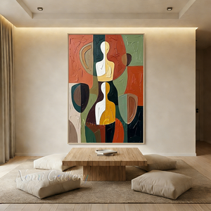Textured Cubist Abstract Figure Handmade Oil Painting #SS159