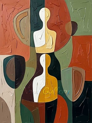 Textured Cubist Abstract Figure Handmade Oil Painting #SS159