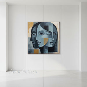 Cubism Geometric Faces Hand-Painted Abstract Figure Oil Painting #SS217