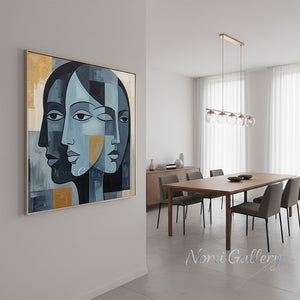Cubism Geometric Faces Hand-Painted Abstract Figure Oil Painting #SS217