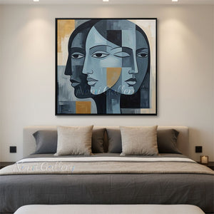 Cubism Geometric Faces Hand-Painted Abstract Figure Oil Painting #SS217