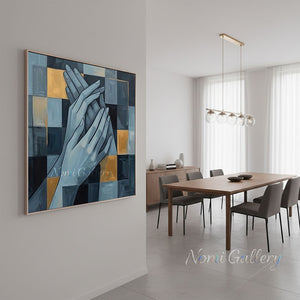Cubism Geometric Hands Hand-Painted Abstract Textured Oil Painting #SS218