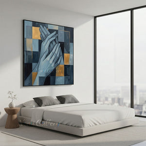 Cubism Geometric Hands Hand-Painted Abstract Textured Oil Painting #SS218