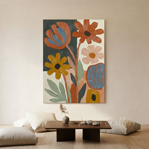 Abstract Floral Textured Canvas Art Painting #SS250