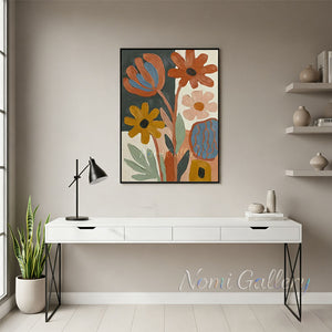 Abstract Floral Textured Canvas Art Painting #SS250