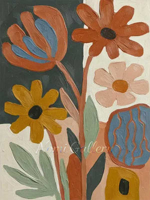Abstract Floral Textured Canvas Art Painting #SS250