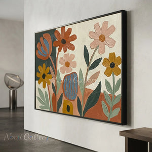 Large Modern Abstract Floral Oil Painting | Handmade Canvas Art #AA011